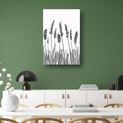 Minimalistische zwart-wit lavendel tekening canvas met baklijst