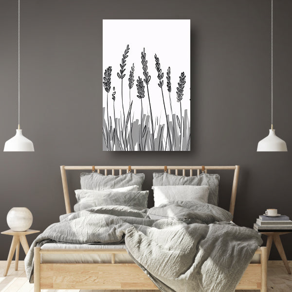 Minimalistische zwart-wit lavendel tekening poster