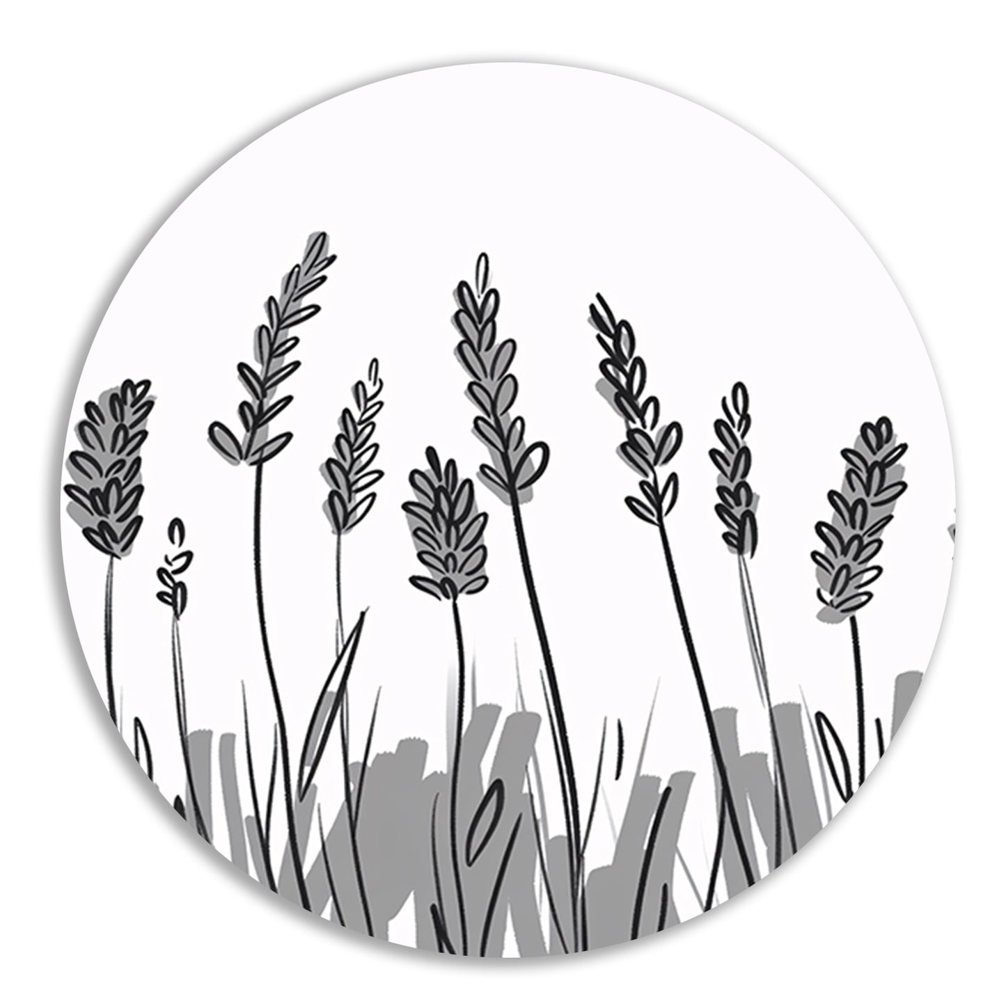 Minimalistische zwart-wit lavendel tekening forex muurcirkel