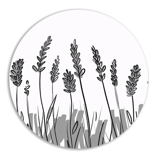 Minimalistische zwart-wit lavendel tekening aluminium muurcirkel