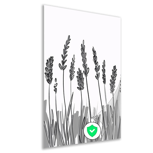 Minimalistische zwart-wit lavendel tekening poster