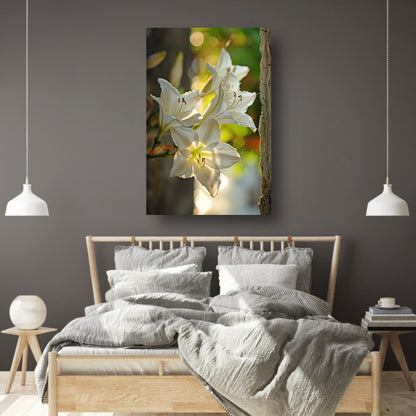 Witte lelies in de zomerzon acrylglas