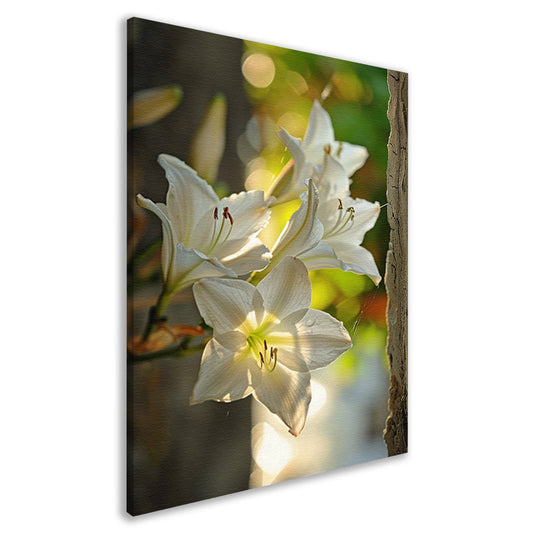 Witte lelies in de zomerzon canvas