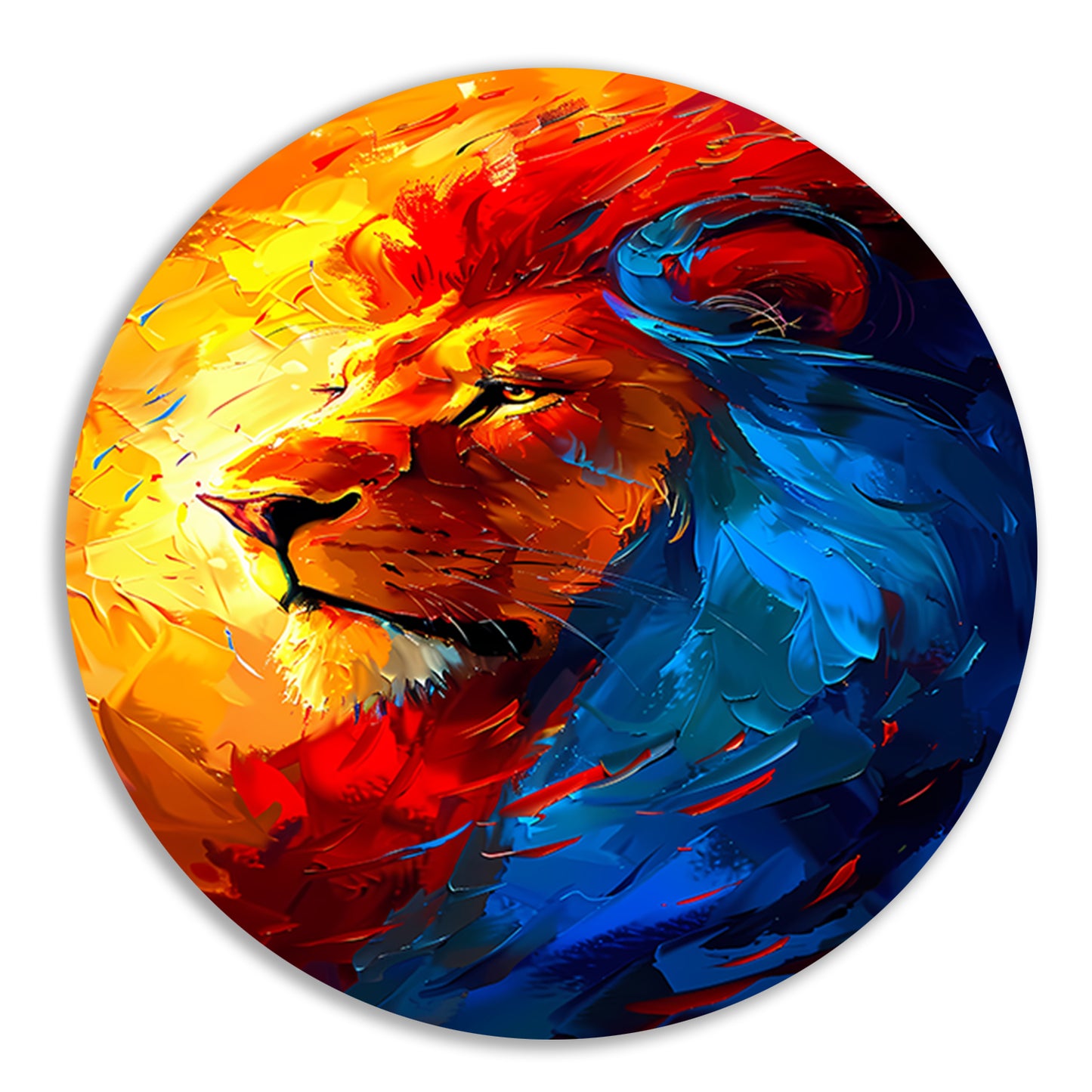 Kleurrijk abstract schilderij van een leeuw forex muurcirkel
