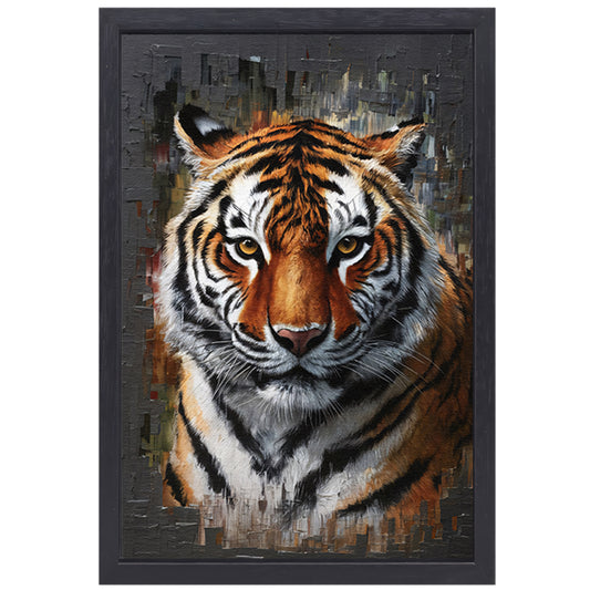 De indringende blik van de moderne tijger canvas met baklijst