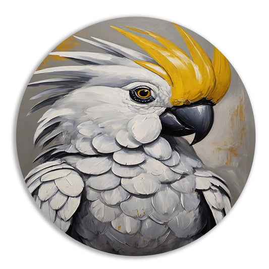 Majestueuze Kaketoepapegaai in Olieverf aluminium muurcirkel