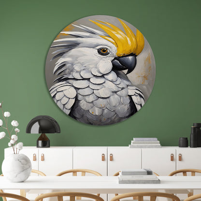 Majestueuze Kaketoepapegaai in Olieverf aluminium muurcirkel