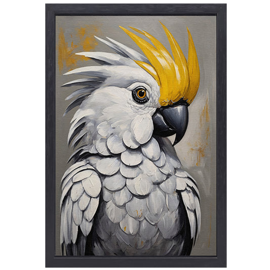 Majestueuze Kaketoepapegaai in Olieverf canvas met baklijst