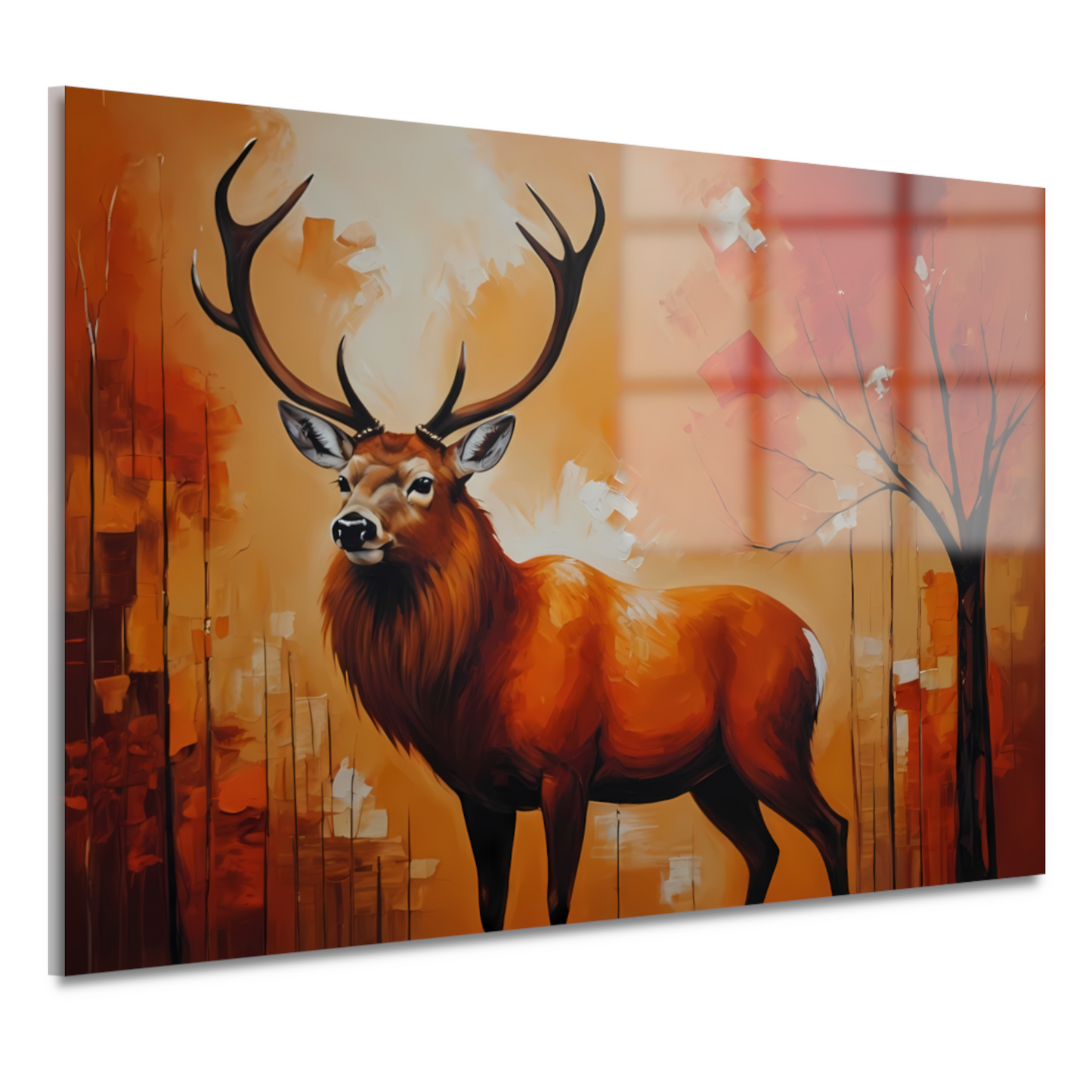 Impressionistisch Hert in Warme Herfsttinten acrylglas