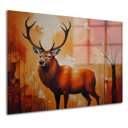 Impressionistisch Hert in Warme Herfsttinten acrylglas