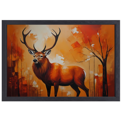 Impressionistisch Hert in Warme Herfsttinten canvas met baklijst
