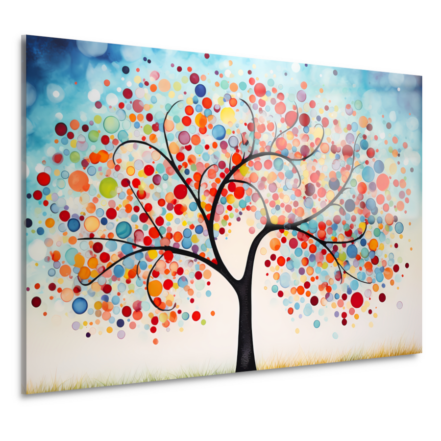 Boom met gekleurde cirkels acrylglas