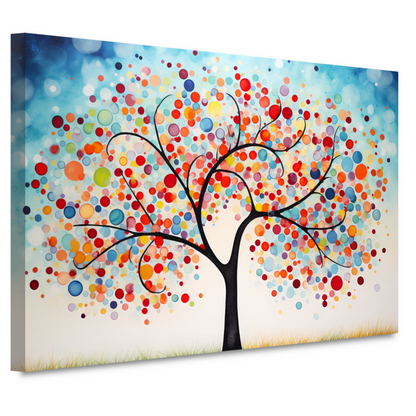 Boom met gekleurde cirkels canvas