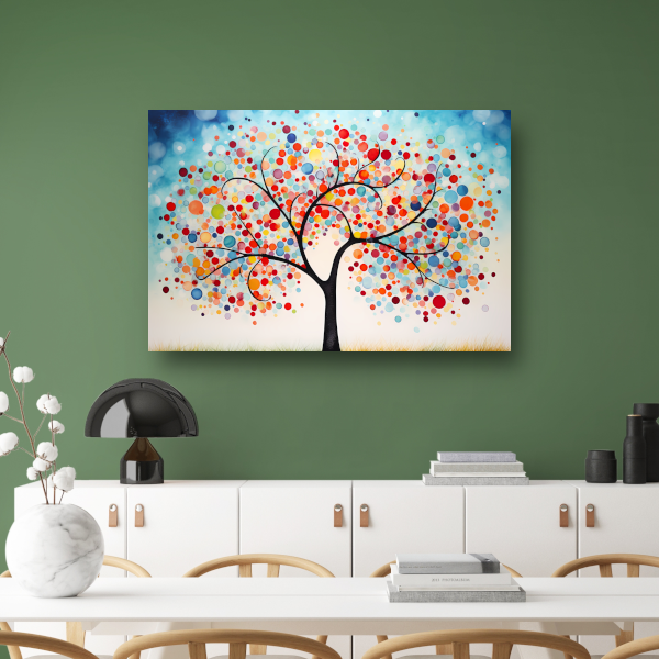 Boom met gekleurde cirkels canvas