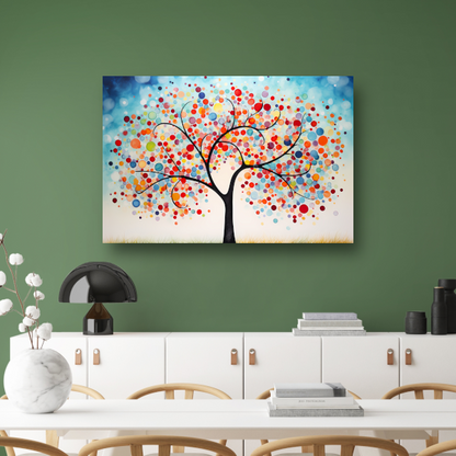 Boom met gekleurde cirkels canvas
