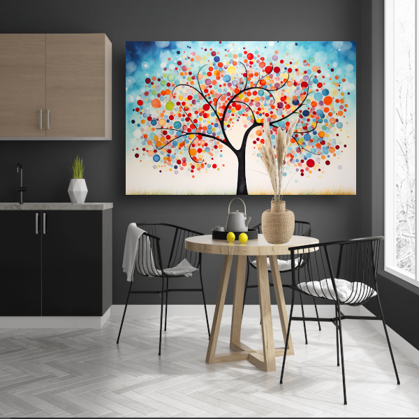 Boom met gekleurde cirkels canvas