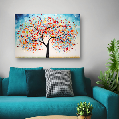 Boom met gekleurde cirkels canvas