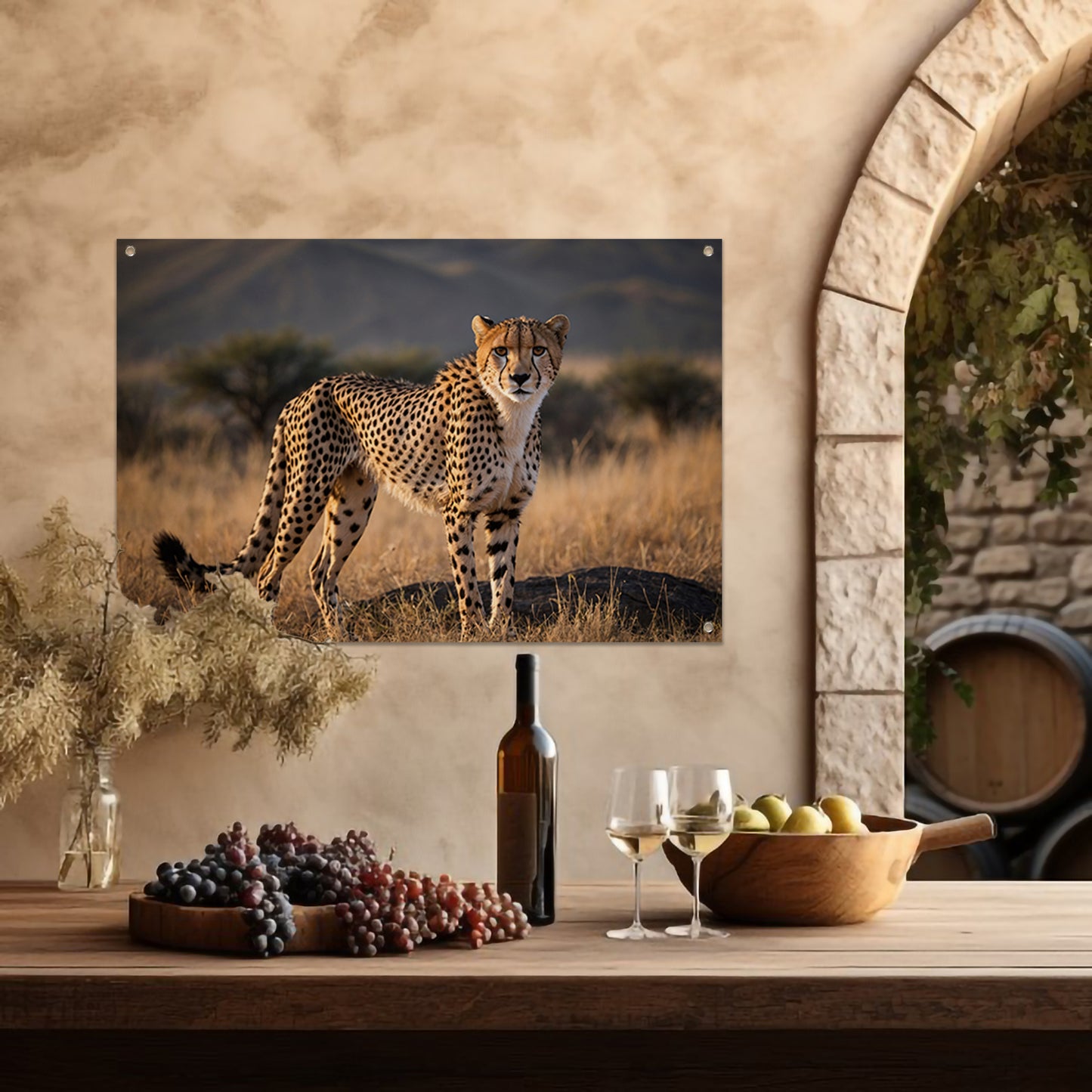 Prachtige cheeta in zijn natuurlijke omgeving tuinposter