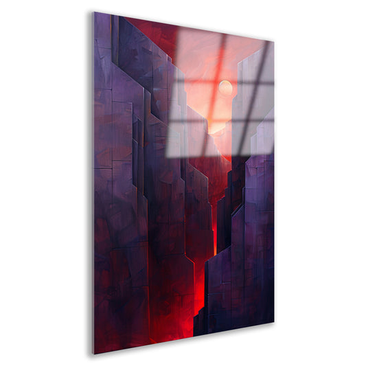 Futuristische canyon bij zonsondergang acrylglas