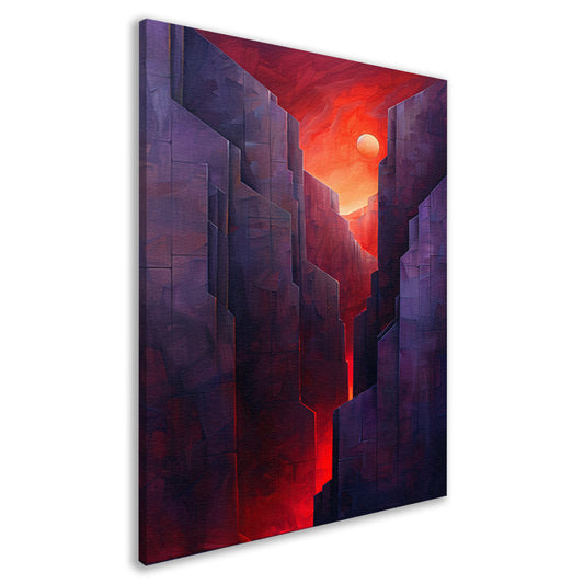 Futuristische canyon bij zonsondergang canvas