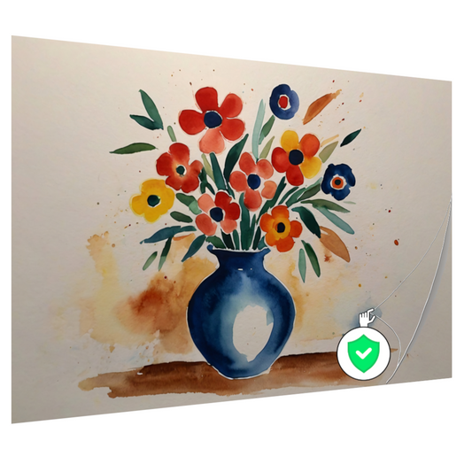 Kleurrijke aquarel van bloemen in vaas poster