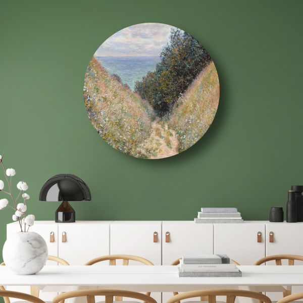 Weg bij La Cavée, Pourville - Claude Monet aluminium muurcirkel