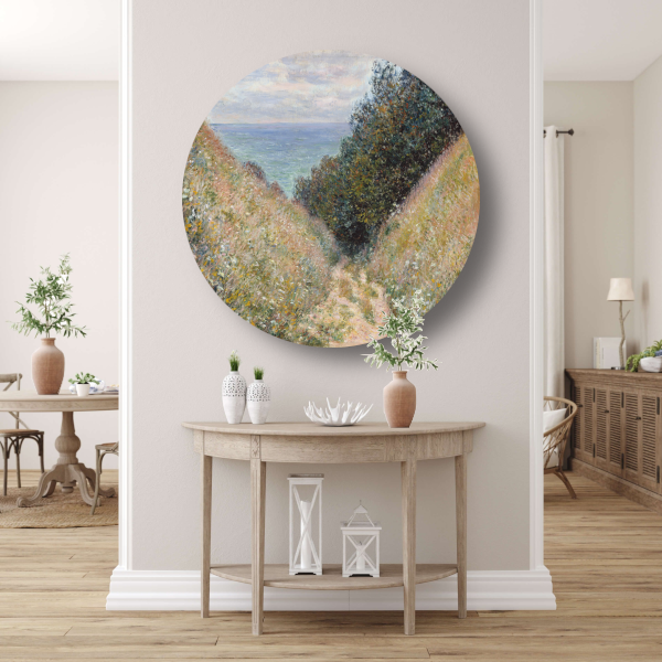 Weg bij La Cavée, Pourville - Claude Monet aluminium muurcirkel