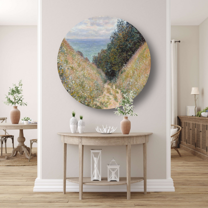 Weg bij La Cavée, Pourville - Claude Monet aluminium muurcirkel