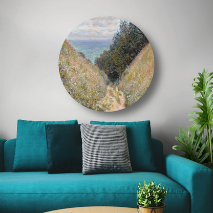 Weg bij La Cavée, Pourville - Claude Monet aluminium muurcirkel