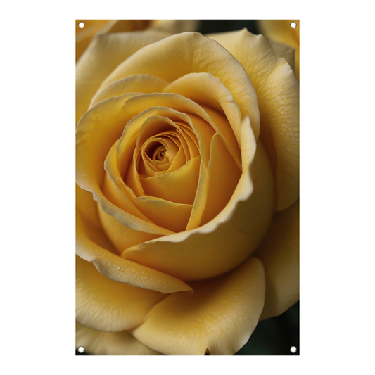 Close-up Gele Roos met Dauwdruppels tuinposter