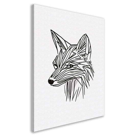Minimalistische Zwarte Lijn Vos Illustratie canvas
