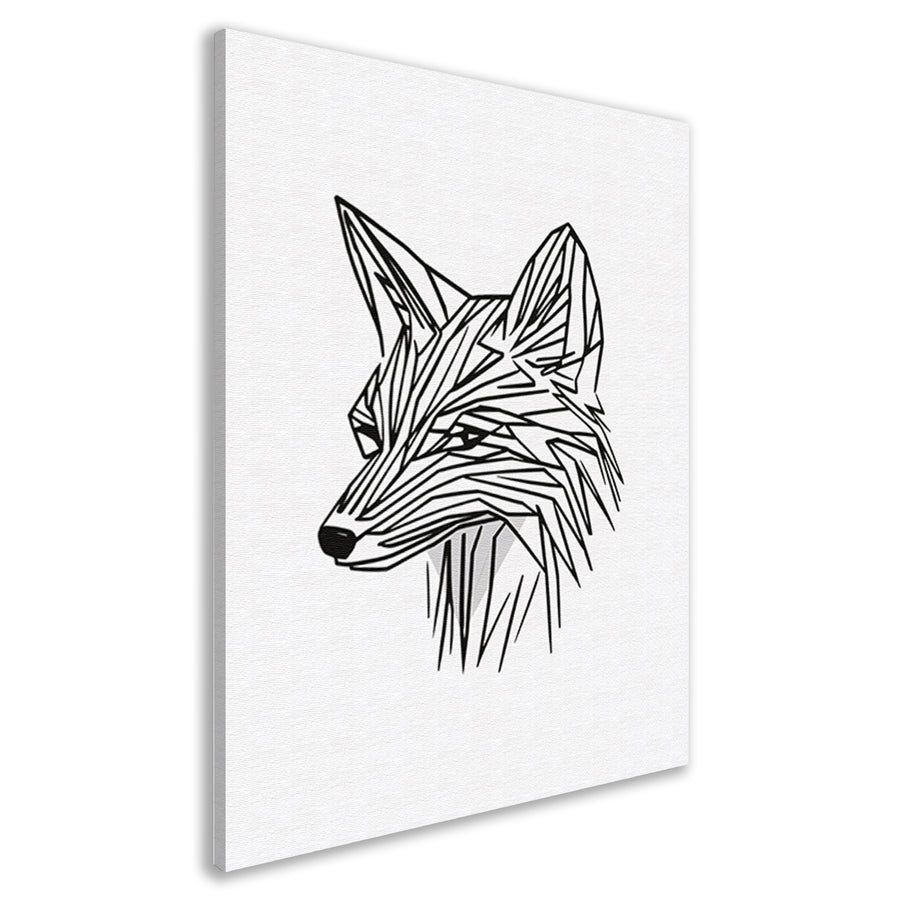 Minimalistische Zwarte Lijn Vos Illustratie canvas