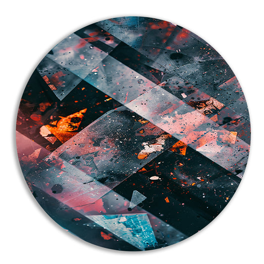 Abstract Explosie van Kleur en Beweging aluminium muurcirkel