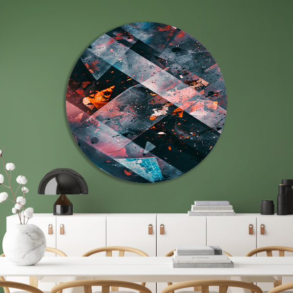 Abstract Explosie van Kleur en Beweging aluminium muurcirkel