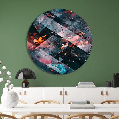 Abstract Explosie van Kleur en Beweging aluminium muurcirkel