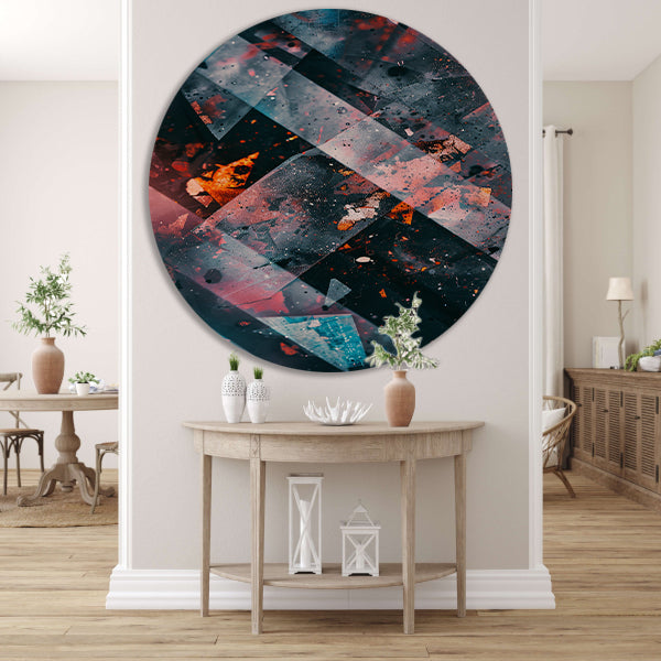 Abstract Explosie van Kleur en Beweging aluminium muurcirkel