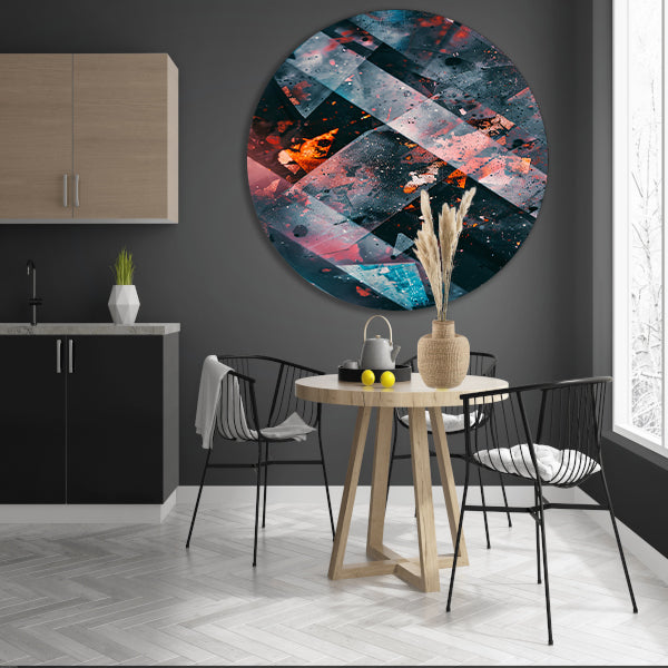 Abstract Explosie van Kleur en Beweging aluminium muurcirkel