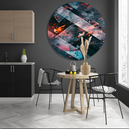 Abstract Explosie van Kleur en Beweging aluminium muurcirkel