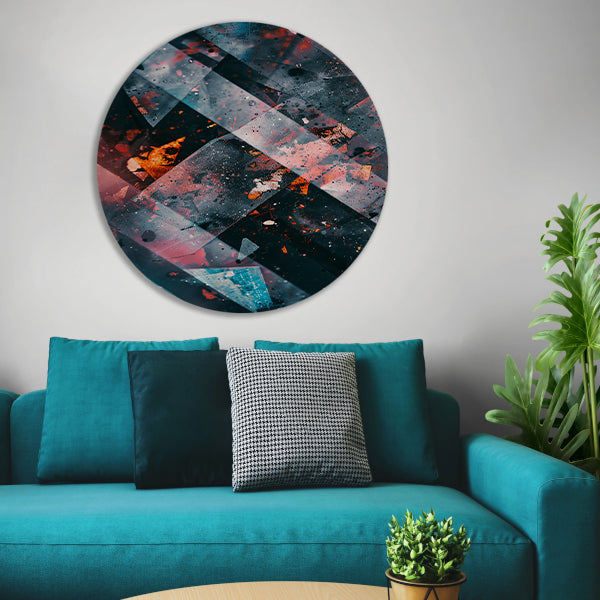 Abstract Explosie van Kleur en Beweging aluminium muurcirkel