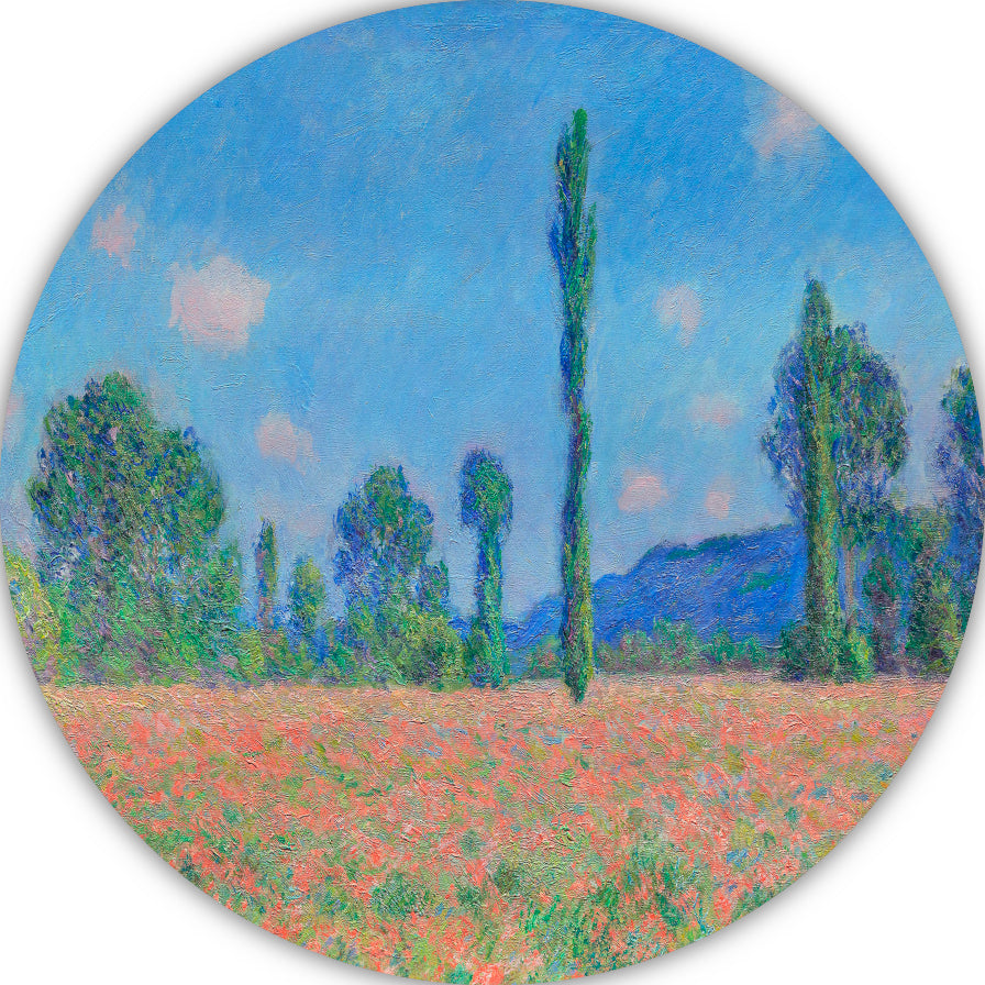 Papaverveld, Giverny - Claude Monet aluminium muurcirkel