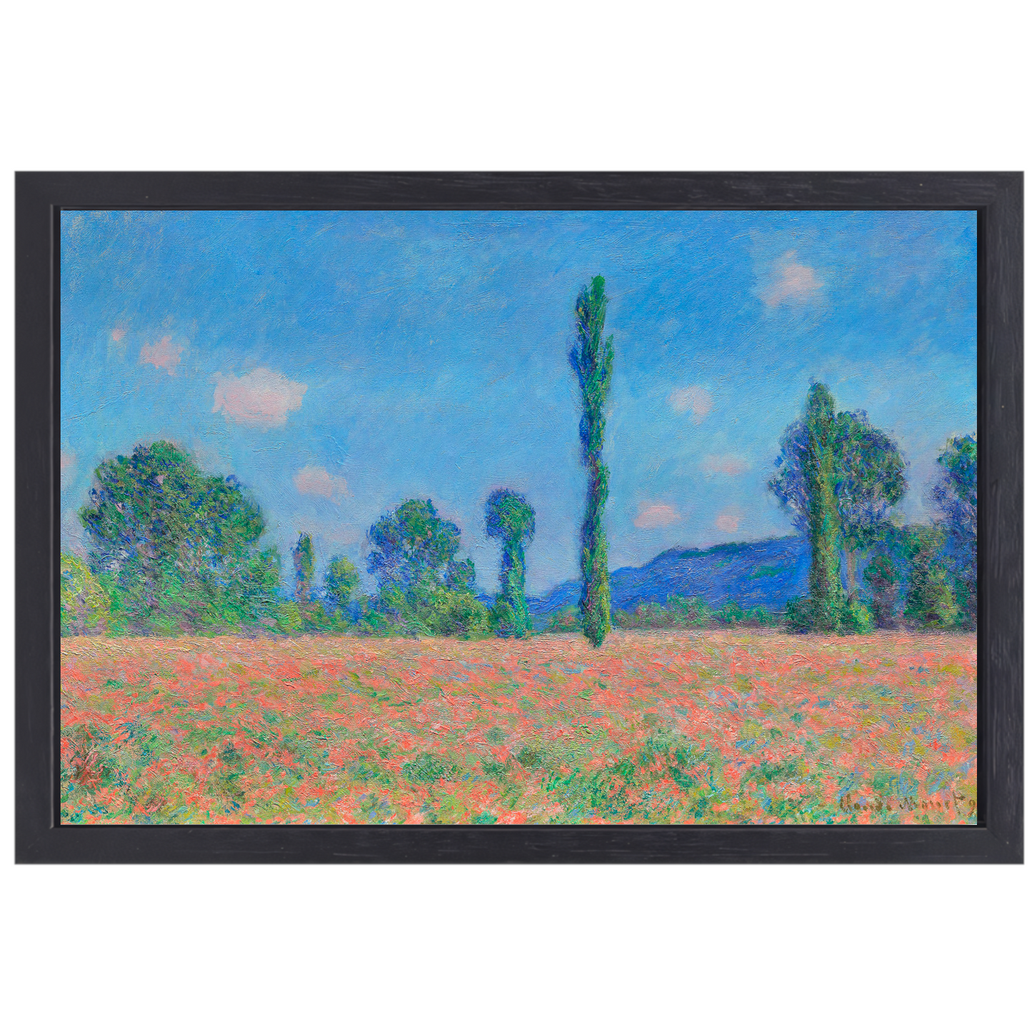 Papaverveld, Giverny - Claude Monet canvas met baklijst