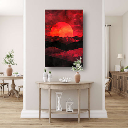Abstracte zonsondergang met kleurrijk landschap poster