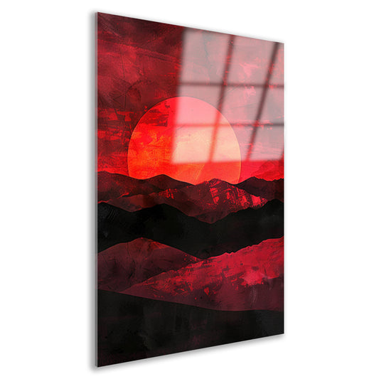 Abstracte zonsondergang met kleurrijk landschap acrylglas