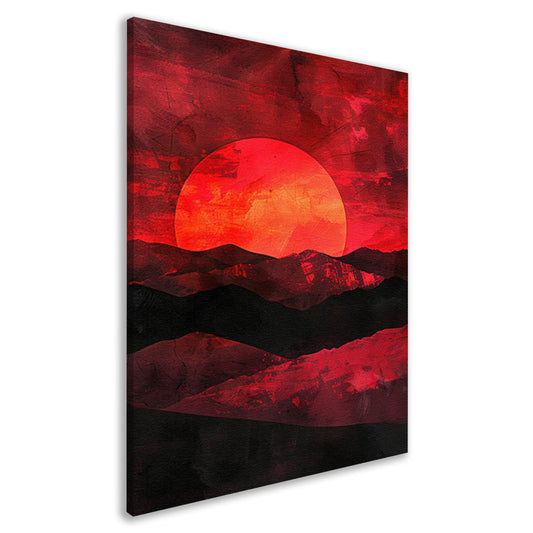 Abstracte zonsondergang met kleurrijk landschap canvas