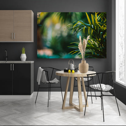 Natuurlijke groene bladeren in zachte focus acrylglas