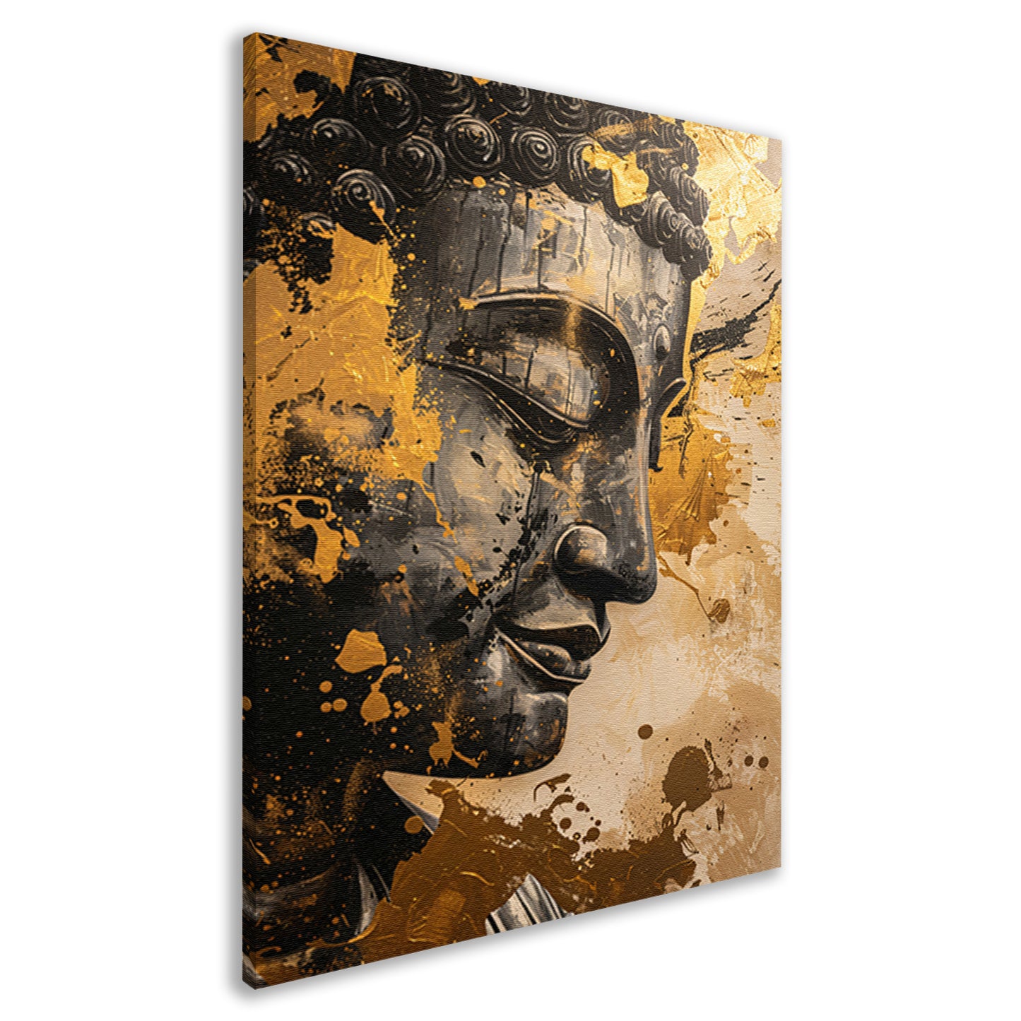 Abstracte interpretatie van Boeddha met gouden tinten canvas