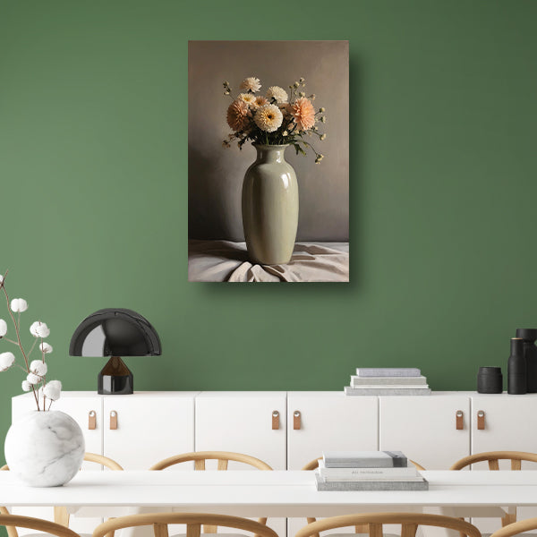 Klassieke Vaas met Herfstkleurige Bloemen canvas