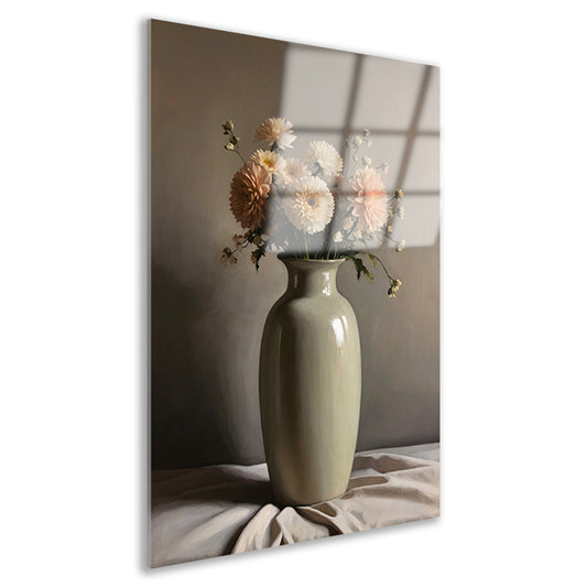 Klassieke Vaas met Herfstkleurige Bloemen acrylglas