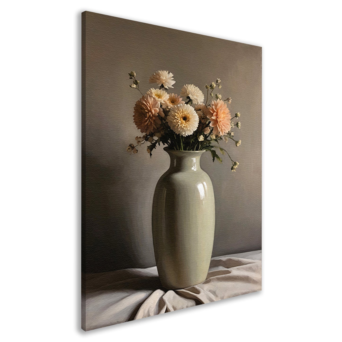 Klassieke Vaas met Herfstkleurige Bloemen canvas