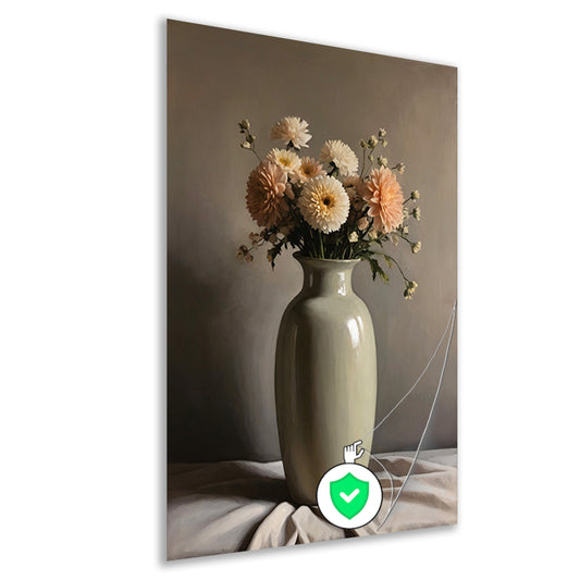 Klassieke Vaas met Herfstkleurige Bloemen poster